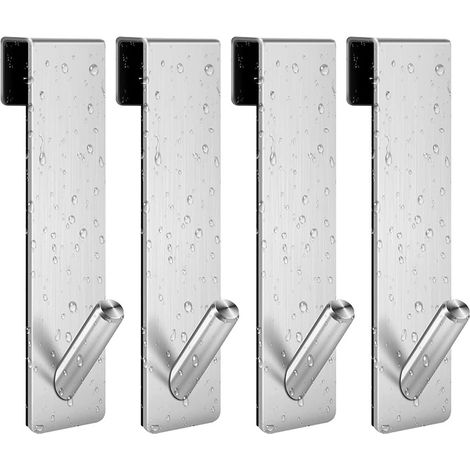 Ensemble de 4 crochets de douche sans perçage, crochets en acier inoxydable pour porte de douche en verre (1/4)