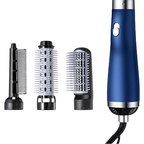 Brosse sèche-cheveux multifonctionnelle peigne sèche-cheveux rotation réglable à trois vitesses bleu (1/4)