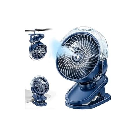 Mini Akku Ventilator Mit Wasserkühlung, 6000mAh Tragbarer Clip Ventilator, USB Tischventilator mit 4 Windstufen, Leise Klein Deckenventilator Ideal für Kinderwagen Haus Büro Outdoor (1/5)