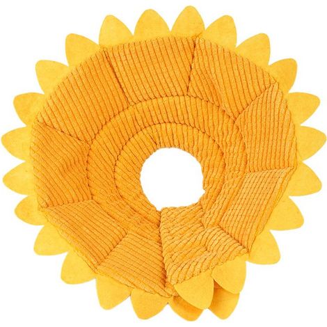 Collerettes pour Chiens Chat Anti-Morsure Protection Ajustable Collier de Récupération Comfy Cone pour Chiens et Chat avec Adorable Motif de Tournesol Jaune,(S) (1/5)