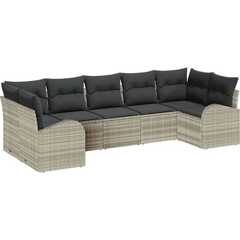 Maison Exclusive - Set Divano da Giardino 7 pcs Grigio chiaro polyrattan