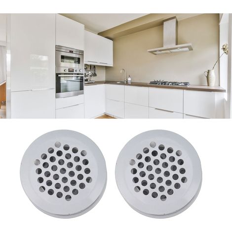 Rejilla de ventilación redonda de 2 piezas: cubierta de ABS blanco y malla de acero inoxidable perforada. (1/5)