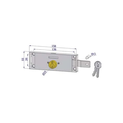 SERRATURA PER SERRANDA LATERALE CILINDRO FISSO TONDO- - SX (2275SZB4508XX2) - 2 pezzi SECUREMME