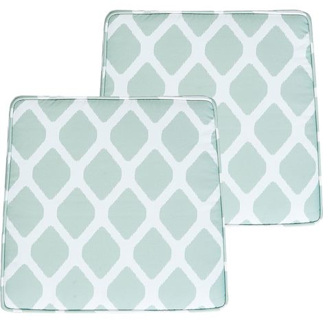 Conjunto de 2 cojines para silla de jardín verde blanco 37 x 34 cm geométrico Terni (1/5)