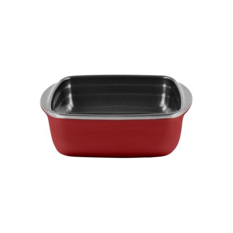 Pirofila Antiaderente in Vetro Borosilicato Quadrata Rossa 20 x 17 x 6 cm
