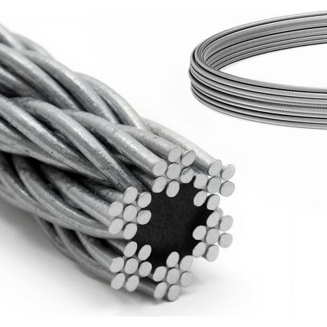 DQ-PP Câble acier galvanisé 6x7 2mm 15m treuil (1/5)