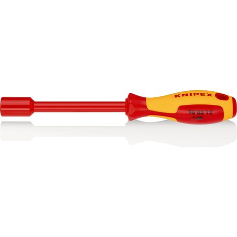 KNIPEX 98 03 12 Llave de vaso con mango destornillador aislados con fundas multicomponentes, según norma VDE Barnizados 237 mm