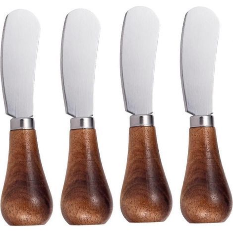 Ensemble de 4 mini couteaux à beurre avec manche en bois. parfaits pour étaler la confiture. le beurre et préparer les sandwichs. (1/5)