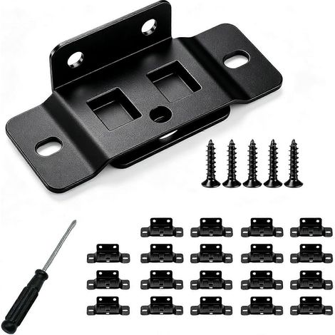 Lot de 20 équerres de fixation rapide en L pour meubles avec vis équerres d'angle robustes noir (1/5)