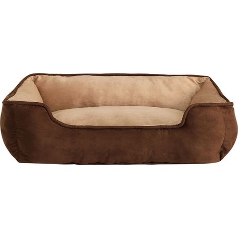 lionto 2-in-1 Hundebett Hundekissen Hundekörbchen Hundesofa Größe L 110x80 cm Farbe braun/beige