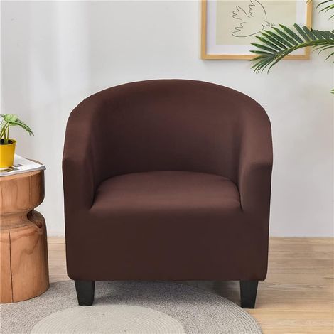 Copripoltrona Chesterfield elasticizzata, 1 pezzo, tinta unita, copripoltrona, copridivano con braccioli, protezione per poltrona (marrone) (1/5)