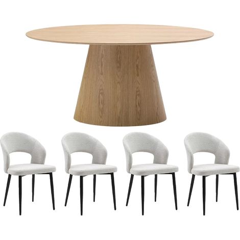 Ensemble table ANTELADA + 4 chaises NIYAMA - Naturel clair et gris (1/5)