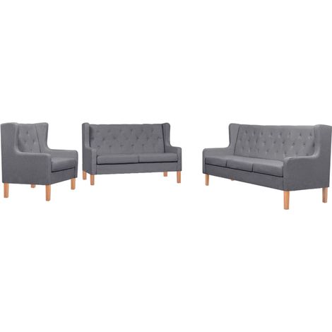3-tlg. Sofa-Set Stoff Grau vidaXL (1/5)