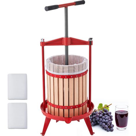 Pressoir à Fruits Manuel 18 L, Presse à Vin Traditionnelle avec Panier en Hêtre Massif, pour Fabrication de Cidre Jus sans Électricité Raisin Pomme Ferme, Presse Fruits avec Poignée Robuste en T (1/5)