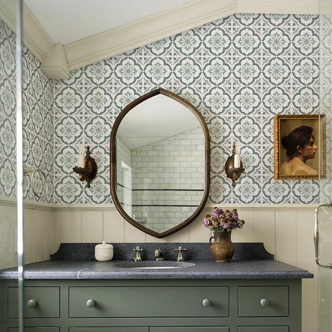 24 Pack Retro Tile Stickers Grey Green 20cm/8 Inch Peel and Stick Vinyl Wall Stickers Self Adhesive Bathroom Kitchen Protection (1/5)