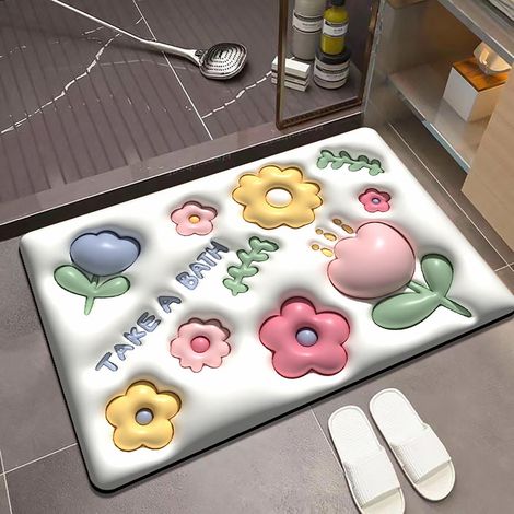 Tapis De Sol En Terre De Diatomée - Non Glissant - Pour Salle De Bain Toilette Cuisine Balcon - 60 X 40 Cm - 1 Pièce (1/3)