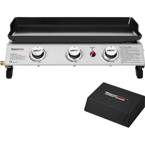 Plancha Gaz en Acier Émaillé, 3 Brûleurs Puissance 7.5kW, Surface Cuisson 63,5 x 36,5 cm, Portable pour le Camping et l' Extérieur (1/5)