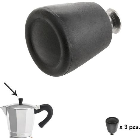 Pomo Cafetera Aluminio Inducción 6 / 9 / 12 Tazas (3 piezas)