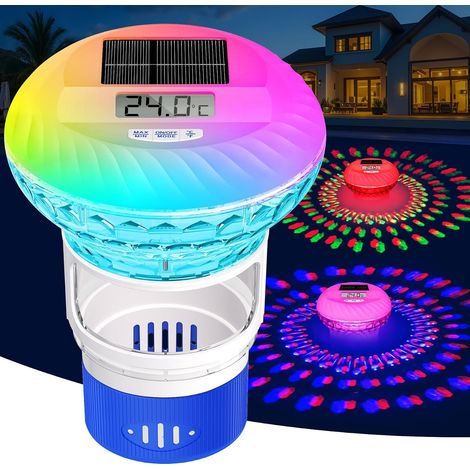 2026 Diffuseur Chlore Piscine, Distributeur de Chlore Flottant avec Lumineux Solaire, Contrôle par Bouton Distributeur de Chlore pour Piscine Réglable (1/5)