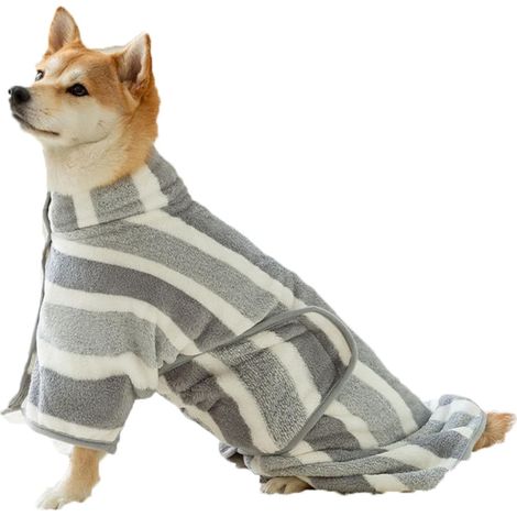 Haustier-Korallenfleece-Handtuch – Super saugfähig – Haustier-Badetuch – Mikrofaser-Hundehandtuch – Saugfähiges Katzenhandtuch (Gestreift, Größe M)