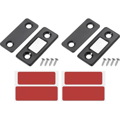 Lot de 2 verrous magnétiques pour armoires, tiroirs, portes coulissantes pour placards de cuisine, noirs (1/5)