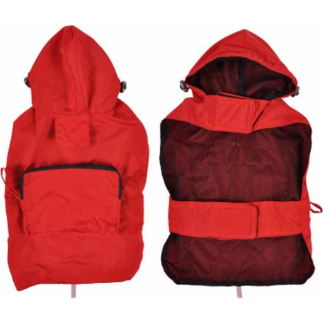 Imperméable pour Chien "Capuche & Poche" 40cm Rouge (1/2)