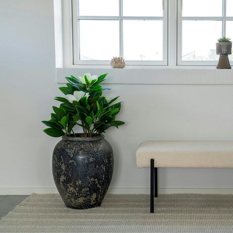 Jarre décorative en terre cuite grise effet vieilli H 49 cm (1/2)