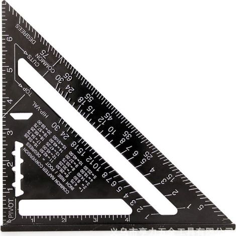 Equerre Menuisier MULTI FONCTIONS 180 mm Metal Aluminium Regle Équerre Trusquin Guide Raporteur Angle 45/ 90 Degres Outillage Charpentier Outil Traçage Guidage Menuiserie Bois - (Noir、7 pouces) (1/5)