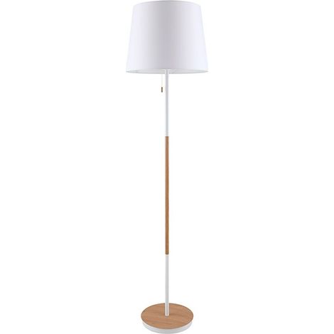 Lampe sur pied E27 en bois blanc 400mm x 1570mm