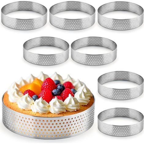 Perforated Tart Circles 8 Pieces, Stainless Steel 430, Diameter 8 cm (1/5)