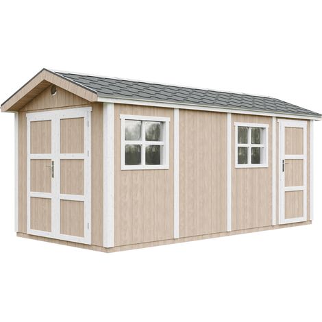 Caseta de jardín de CALIDAD PREMIUM 11,47 m²-L530xW250cm - Construcción con paneles LP Smartside - con Suelo y Tejas Bituminosas - TIMBELA M915C-TERRA BROWN (1/5)