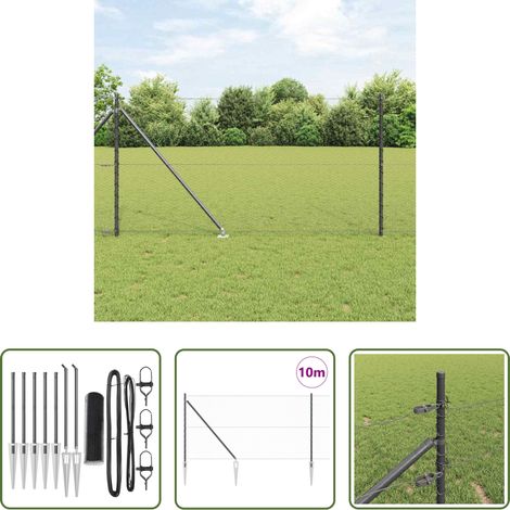 vidaXL Stahl und PVC -  Zaunpfosten Grau 10 x 1 m (25 mm Maschen) Stahl und PVC (1/5)