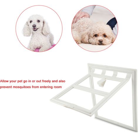 Clapet de sécurité verrouillable en plastique pour porte moustiquaire de fenêtre ou de chat (blanc, taille L) (1/5)