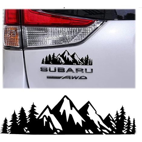 CCYKXA Weatherproof Vinyl Car Sticker - Mountains and Forest - Premium Decoration for Camper Vans, SUVs, and Trucks - Universal Size 17.5×5 cm (Black) (1/5)
