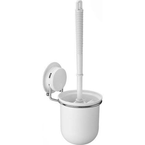 Escobilla de baño para inodoro, escobilla con soporte, de pared, con ventosa y mango antideslizante, blanca. (1/4)