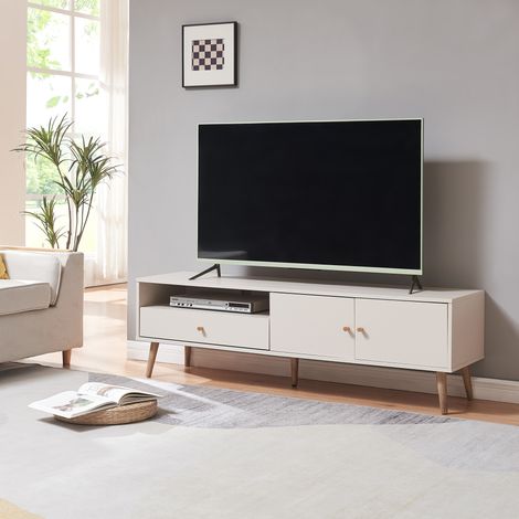 Fernsehschrank Hallevil 150x39x45 cm Hellgrau [en.casa]