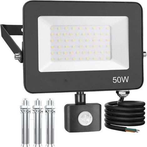 Projecteur LED Extrieur Dtecteur de Mouvement 50W, 5000LM Spot LED Extrieur tanche IP66 6500K Blanc Froid Pour Cour, Garage,Patio (1/4)
