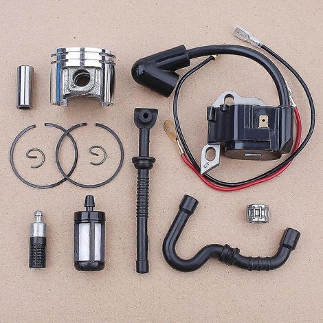 Ensemble piston, bobine d'allumage et tuyau de filtre à huile/carburant pour tronçonneuse Stihl MS180 MS170 018 017 (pièce de rechange) (1/4)