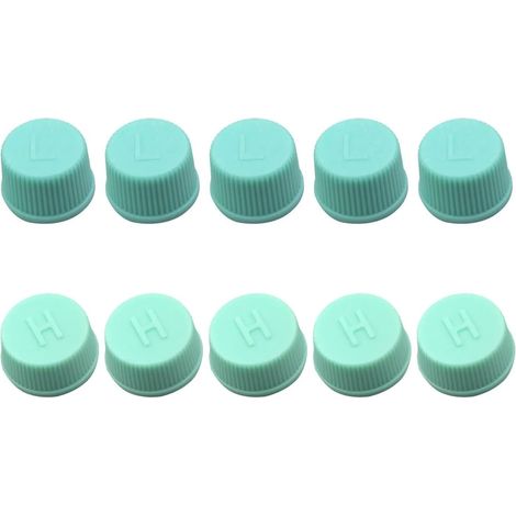 Lot de 5 bouchons de valve de climatisation auto (R134a) – Haute et basse pression, étanches – Pièces de rechange (10 pièces) (1/5)