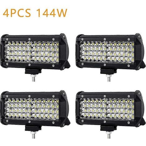 Barre lumineuse de travail LED 4/2 pièces 12-24 V, phares LED, projecteurs antibrouillard à diode pour quad, tracteur, moto, accessoires tout-terrain 4x4144 W (1/5)