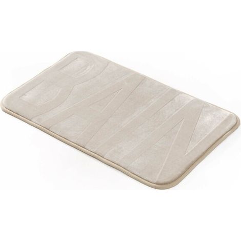 Tapis de Bain 45 x 75 cm Bain Taupe - Microfibre Relief - Livraison gratuite (1/5)