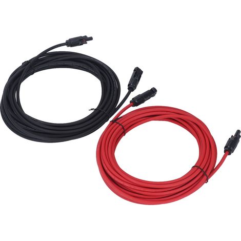 Câble d'extension solaire MC4 12AWG 4mm², 10 mètres, noir et rouge, pour panneaux photovoltaïques (1/5)