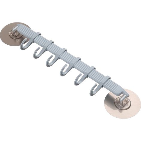 Gancio da parete, montaggio adesivo, design a più file, grigio chiaro (1/2)