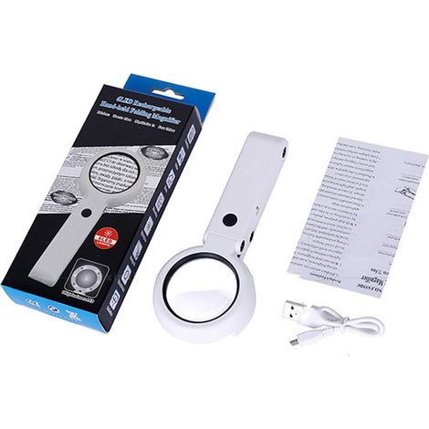 7-fache Handlupe mit Tischständer, Leselupe mit 6 hellen LEDs (1/5)