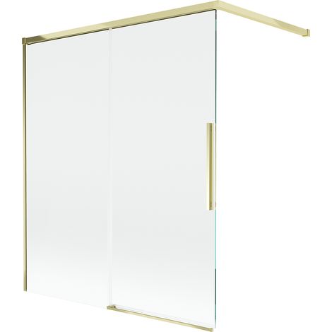 Mexen Rox paroi de douche coulissante à 2 panneaux 140 x 150 cm, transparent, doré - 8C9-140-003-50-00
