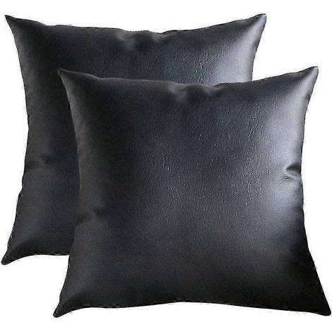 2025 Lot de 2 housses de coussin en similicuir, taies d'oreiller décoratives pour canapé et maison, couleur uniefi (1/3)