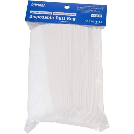 Iris Ohyama, Confezione da 25 sacchetti per il vuoto, 0,3 L, Antibatterico, Deodorante, trattamento Ag+, Per IC-SLDCP5, IC-SB1, KIC-SLDC4 - Dust Bag for Vacuum Cleaner  IC-SB - Bianco