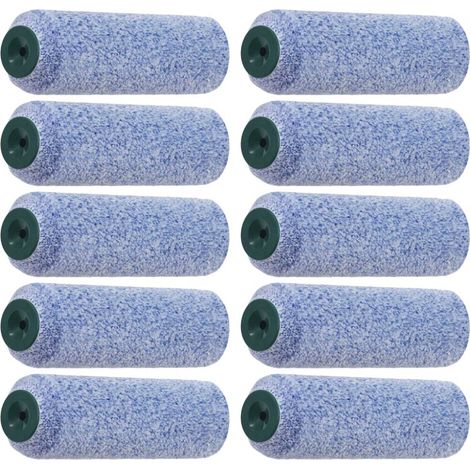 Lot de 10 mini rouleaux peinture 100mm – Poils microfibres 12mm – Finition nette pour murs et plafonds – Adapté aux peintures aqueuses – Rota