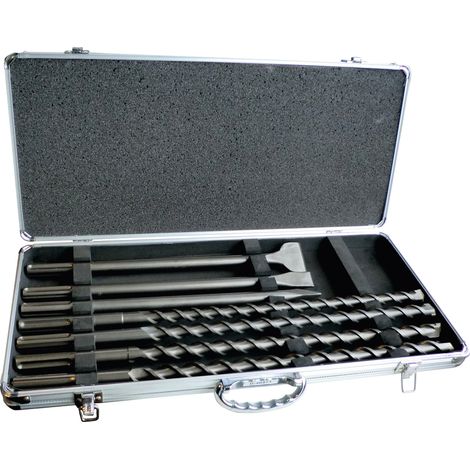 Makita – Coffret burins et forets SDS-Max 7 pièces – Forets béton 18-25 mm – Longueur 540 mm – Coffret aluminium