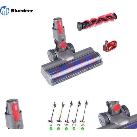 Brosse turbo pour aspirateur Dyson V7 V8 V10 V11 V15 – Rouleau souple avec éclairage LED – Nettoyage moquettes et parquets (1/5)